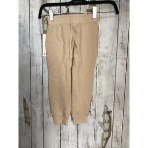 Mate Beige Fleece Drawstring Joggers Kids Medium 2/3 Elastic Waist Pockets NWT